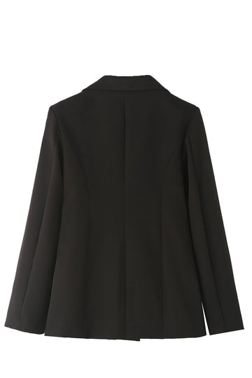 Svart hakket jakkeslag enkeltbrystet kvinner blazer